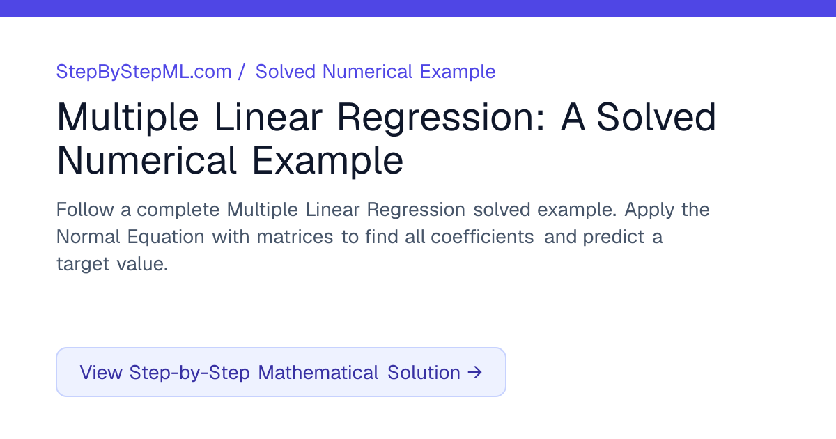 Multiple Linear Regression: A Solved Numerical Example